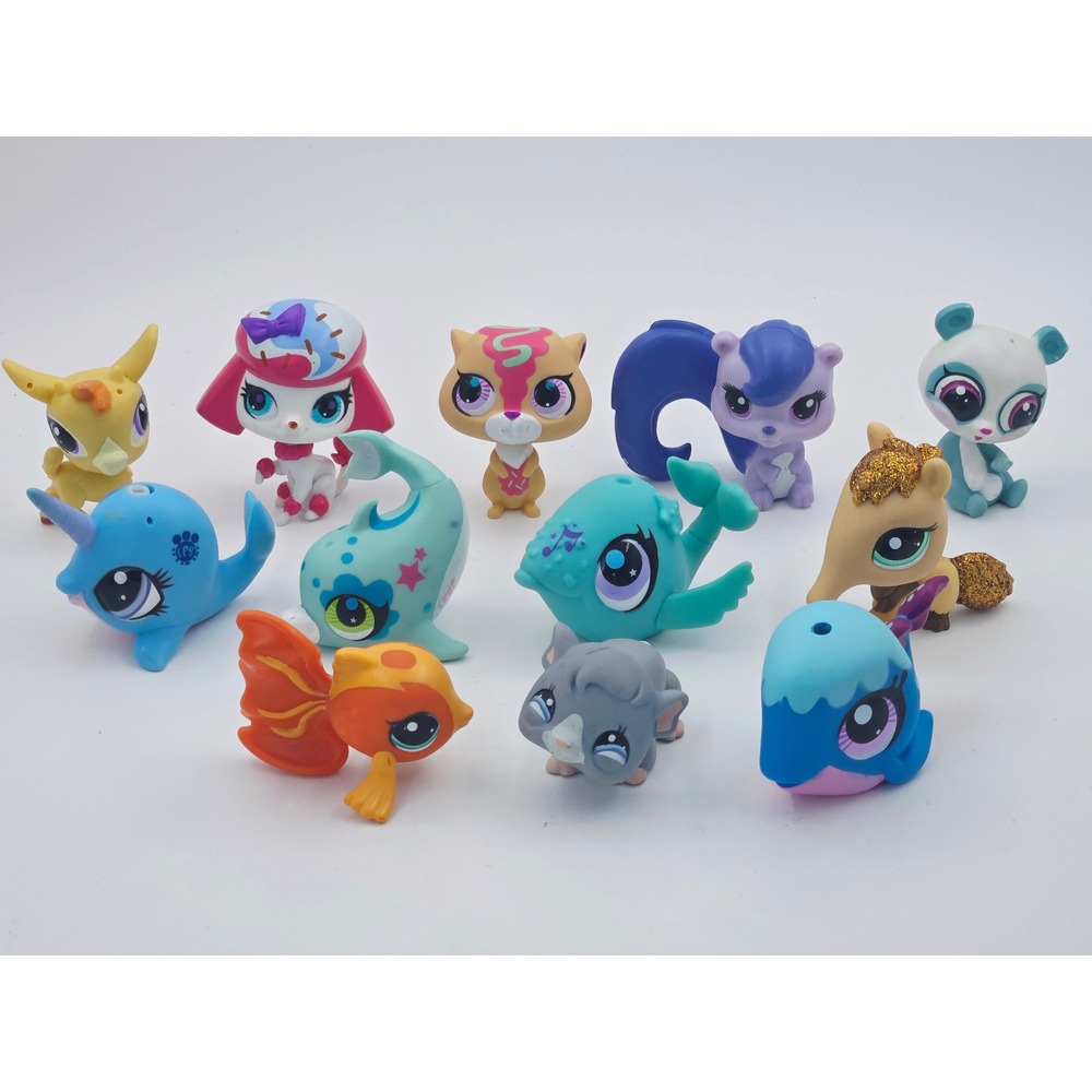 Littlest Pet Shop LPS Lot of 12 Figures Narwhal Dolphin Poodle Whale Mixed Toys
